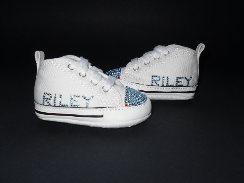 Funky White Converse Crib Shoes With Name/Initials
