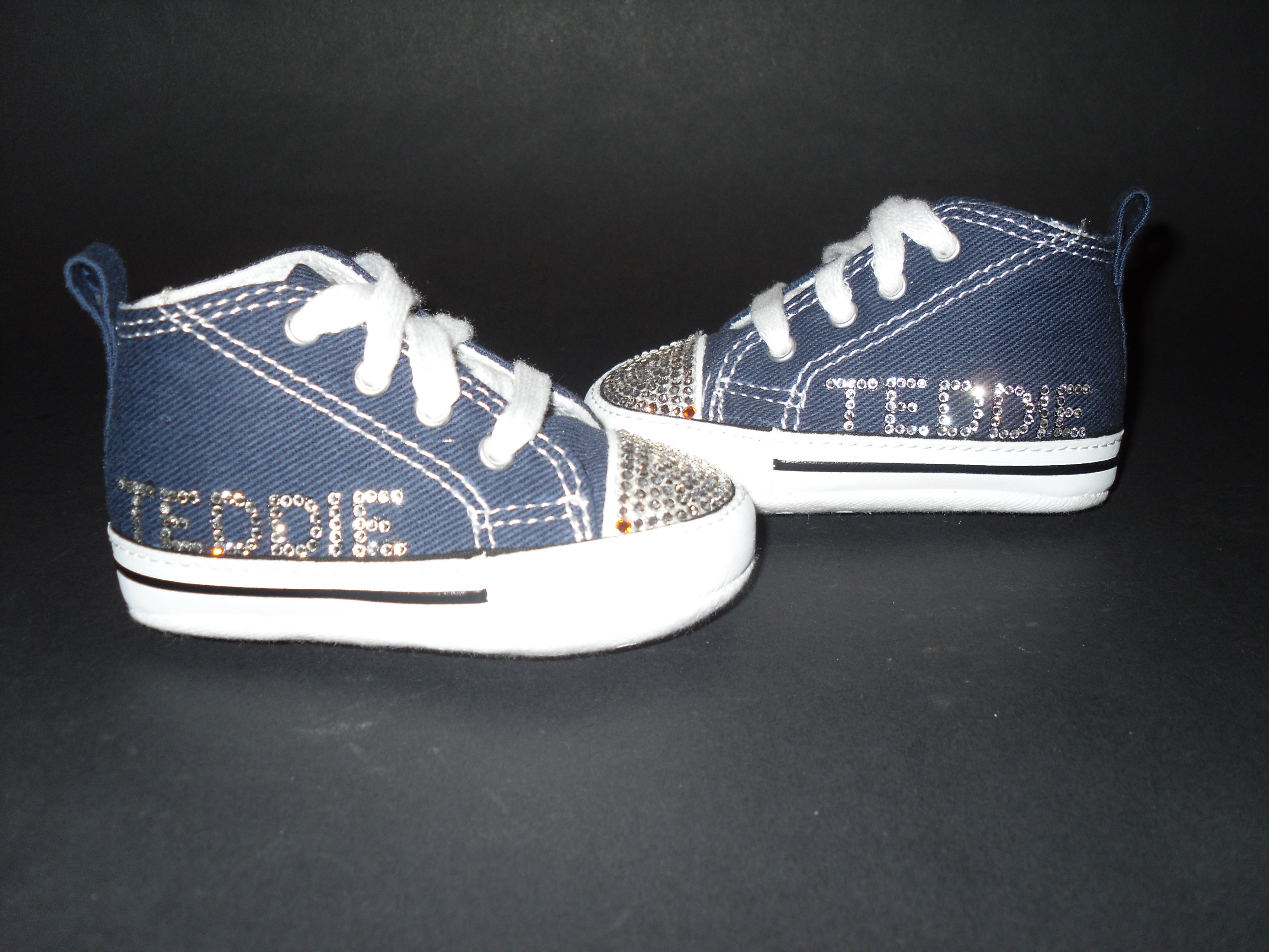 Funky Navy Converse Crib Shoes With Name/Initials